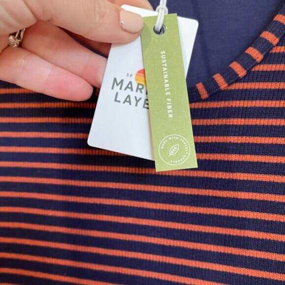 Marine Layer Blue & Auburn Lexi Rib Long Sleeve Midi Dress NWT M - Picture 8 of 8